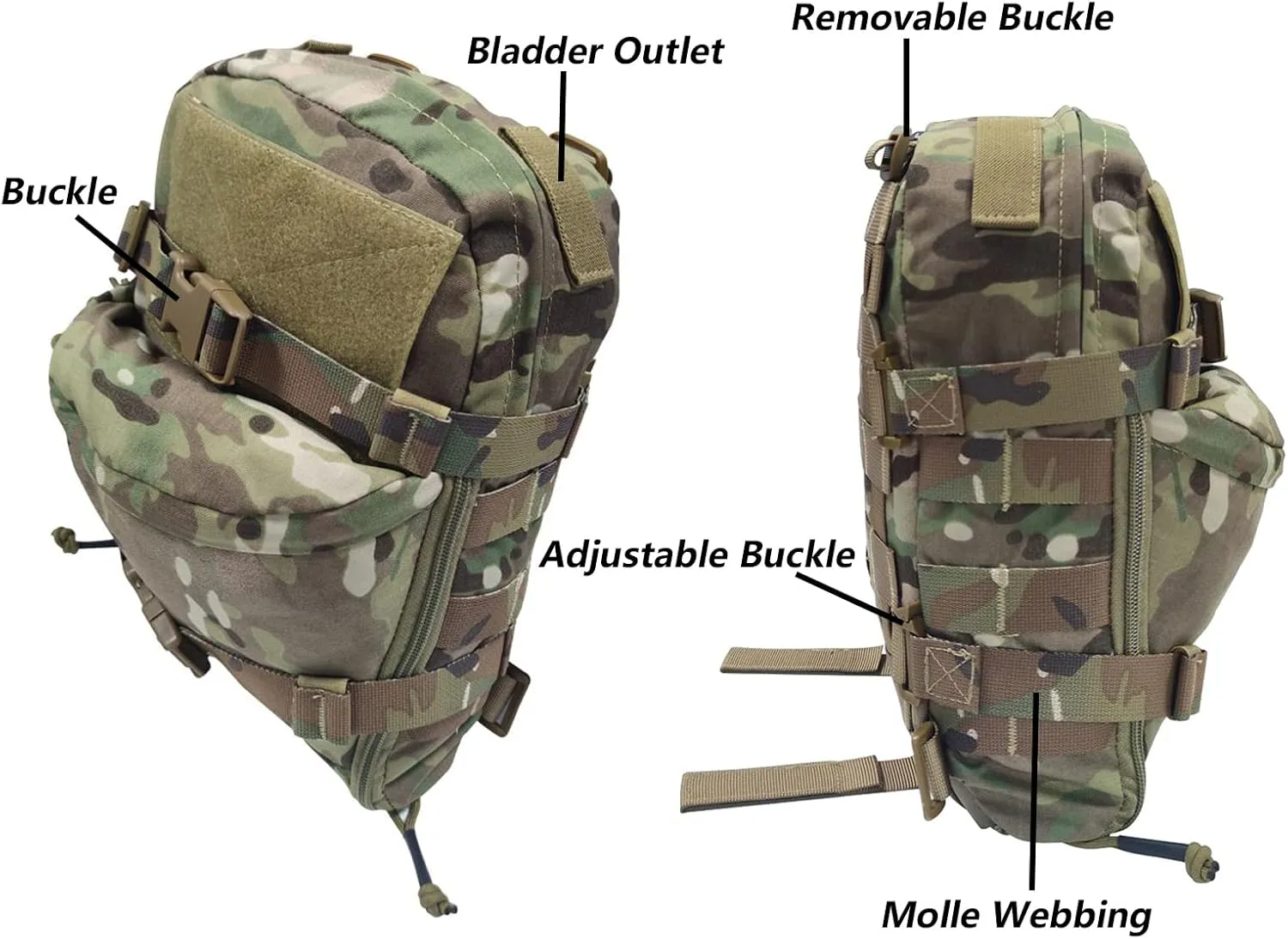 Tactical Hydration Backpack for 2L Hydration Bladder, Lightweight Hydration Backpack MOLLE Water Carrier for 2L Hydration Bladder Reservoir Pack for Hiking Biking Running Climbing