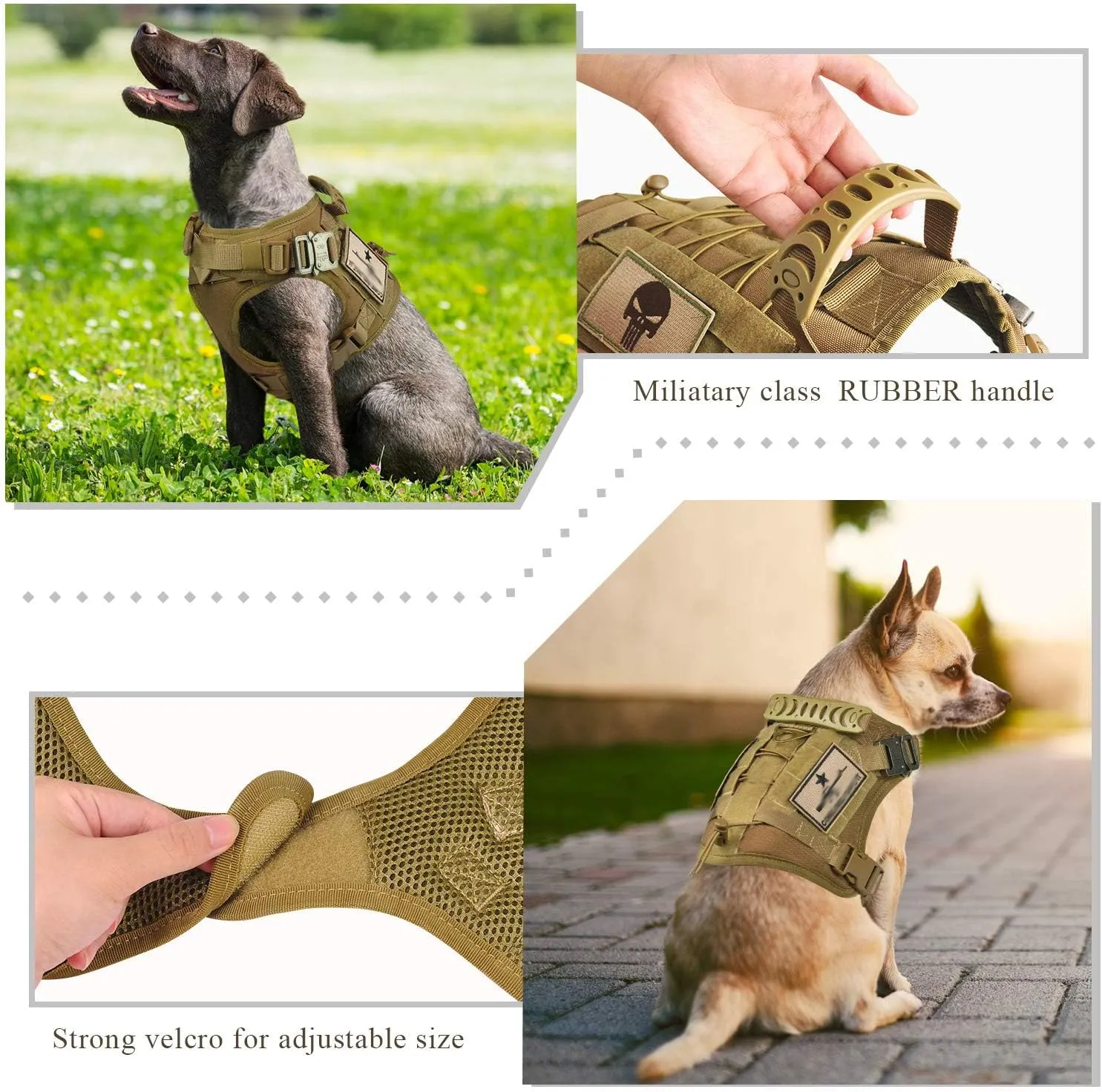 Tactical Service Dog Vest Harness K9 Military Molle Dog Vest for Outdoor Training Waterproof Pet Dog Harness with Rubber Handle & Metal Buckle