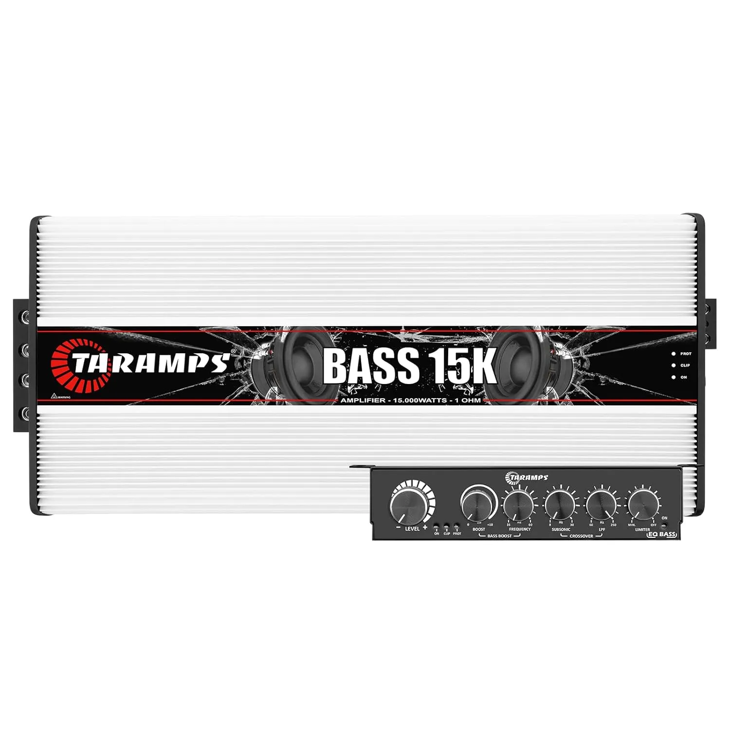 Taramps Bass 15k 1 Ohm 1 Channel 15000 Watts RMS, Mosfet Amplifier with EQ BASS, Bass Boost, Crossover Subsonic and Low Pass, Limiter, Class D, Monoblock Digital, Car Audio Amp, Great for Subwoofers