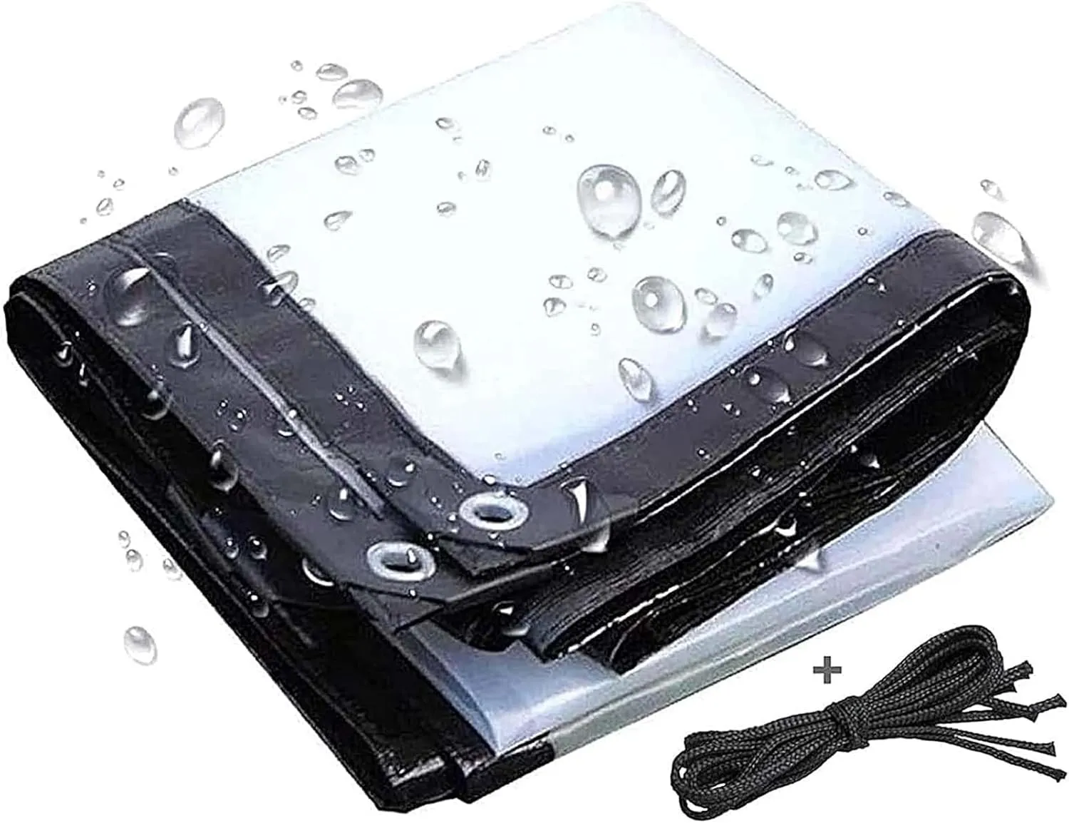 Tarpaulin Waterproof Heavy Duty 9.8x9.8ft, Plastic Transparent Tarp, PVC Material Outdoor Tarps with Eyelets, Dustproof, Windproof, for Boat Patio Garden Plants