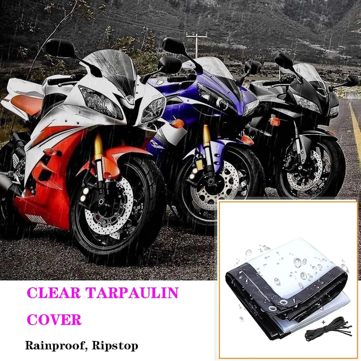 Tarpaulin Waterproof Heavy Duty 9.8x9.8ft, Plastic Transparent Tarp, PVC Material Outdoor Tarps with Eyelets, Dustproof, Windproof, for Boat Patio Garden Plants