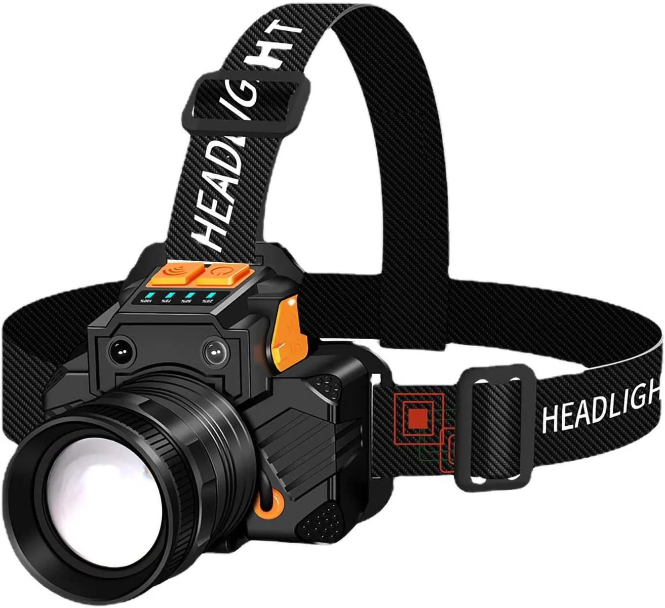 Tbest Portable Lighting,Sensor LED Head Lamp Zoom USB Charging Head Torch Strong Light Outdoor Flashlight Headlamp with Battery White Light (White Light)