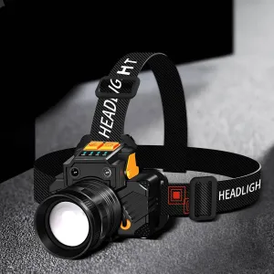 Tbest Portable Lighting,Sensor LED Head Lamp Zoom USB Charging Head Torch Strong Light Outdoor Flashlight Headlamp with Battery White Light (White Light)