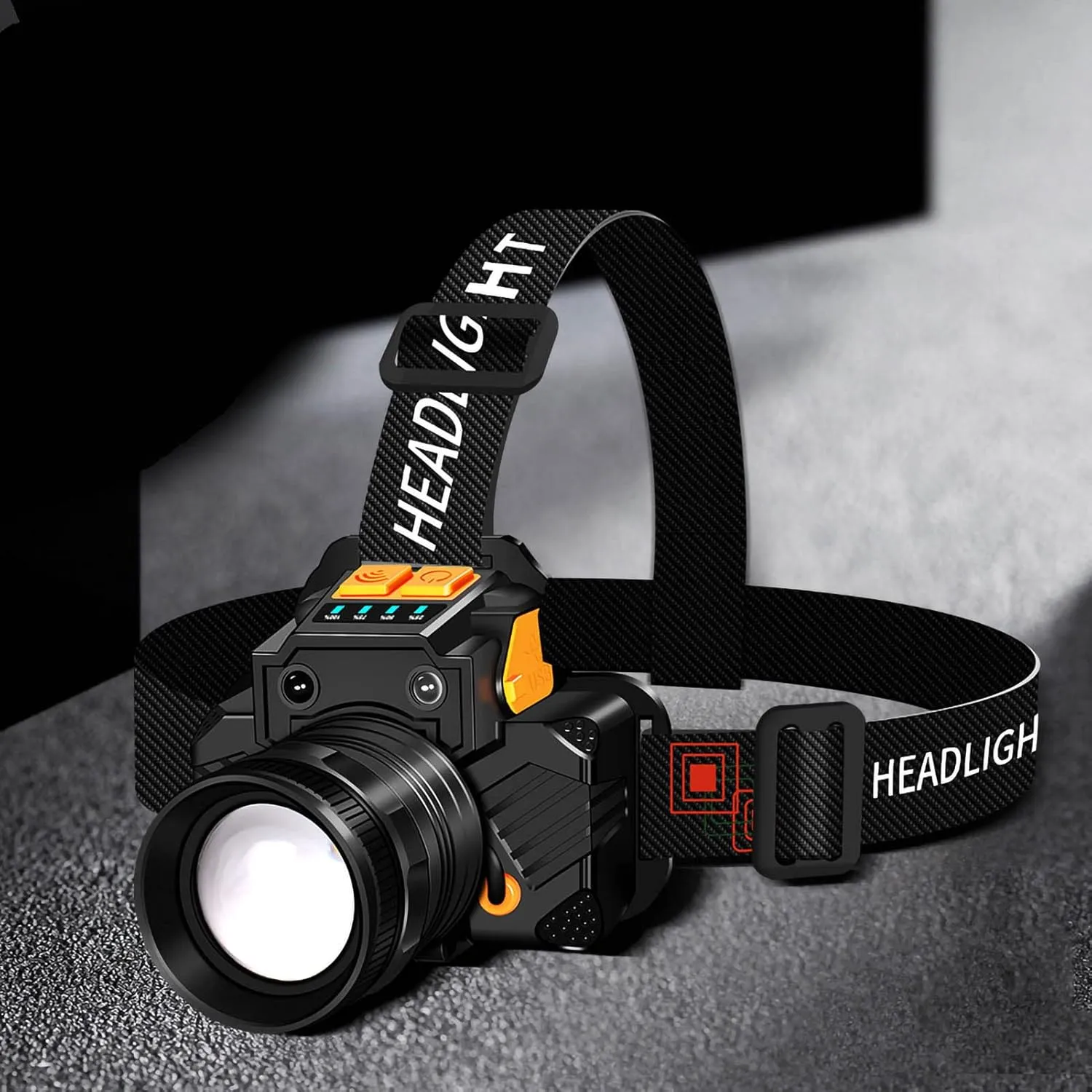 Tbest Portable Lighting,Sensor LED Head Lamp Zoom USB Charging Head Torch Strong Light Outdoor Flashlight Headlamp with Battery White Light (White Light)