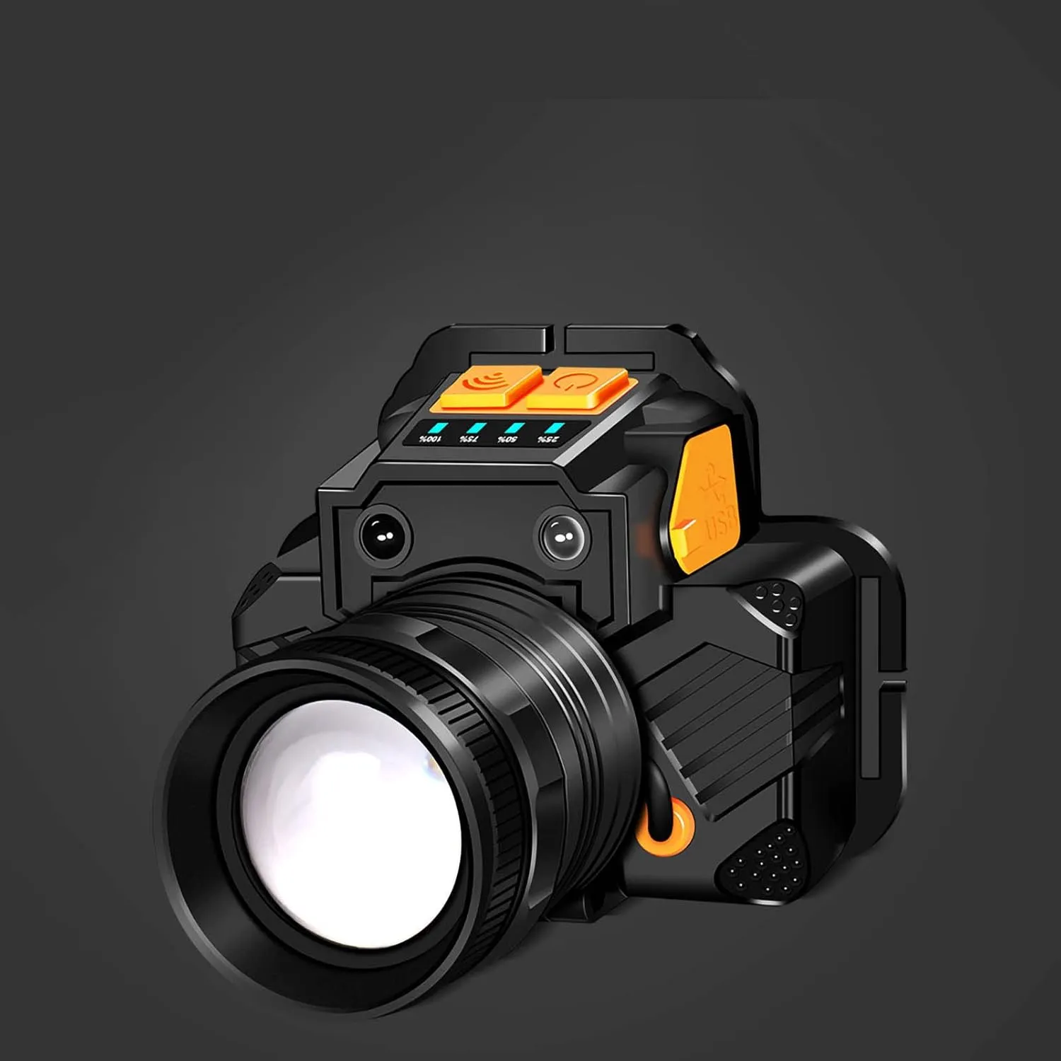 Tbest Portable Lighting,Sensor LED Head Lamp Zoom USB Charging Head Torch Strong Light Outdoor Flashlight Headlamp with Battery White Light (White Light)