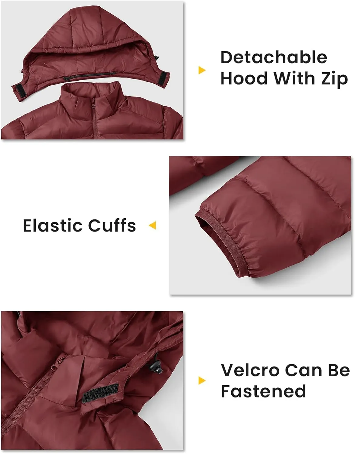 TBMPOY Men's Lightweight Puffer Jackets Detachable Hood Water-Resistant Casual Winter Coat Hooded Insulated for Travel Ski