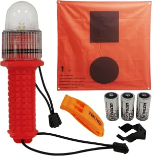 TEKTITE® SOSeFLARE 5 NO MORE FLARES! Electronic Boat Distress Flare w/Flag and Audible Signal Kit- USCG & SOLAS Compliant Marine Safety Signal - Waterproof LED & Audible Locator for Boats