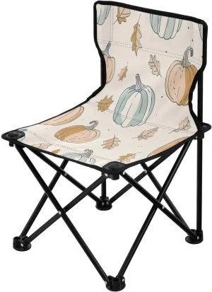 Thanksgiving Cartoon Pumpkin Portable Outdoor Folding Chair Anti-Slip Padded Oxford Cloth Stool Camping Chair Small for Beach Hiking Fishing Gardening Quad Camp Chair