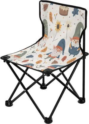 Thanksgiving Pumpkin Gnome Portable Outdoor Folding Chair Anti-Slip Padded Oxford Cloth Stool Camping Chair Small for Beach Hiking Fishing Gardening Quad Camp Chair