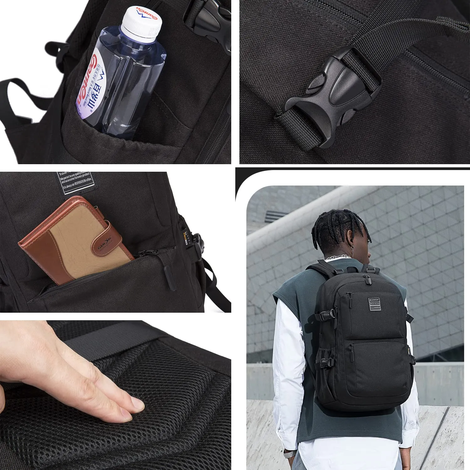 THE CLOWNFISH Water Resistant Laptop Backpack - Comfortable & Spacious | Trolley Sleeve | 15.6" | Black