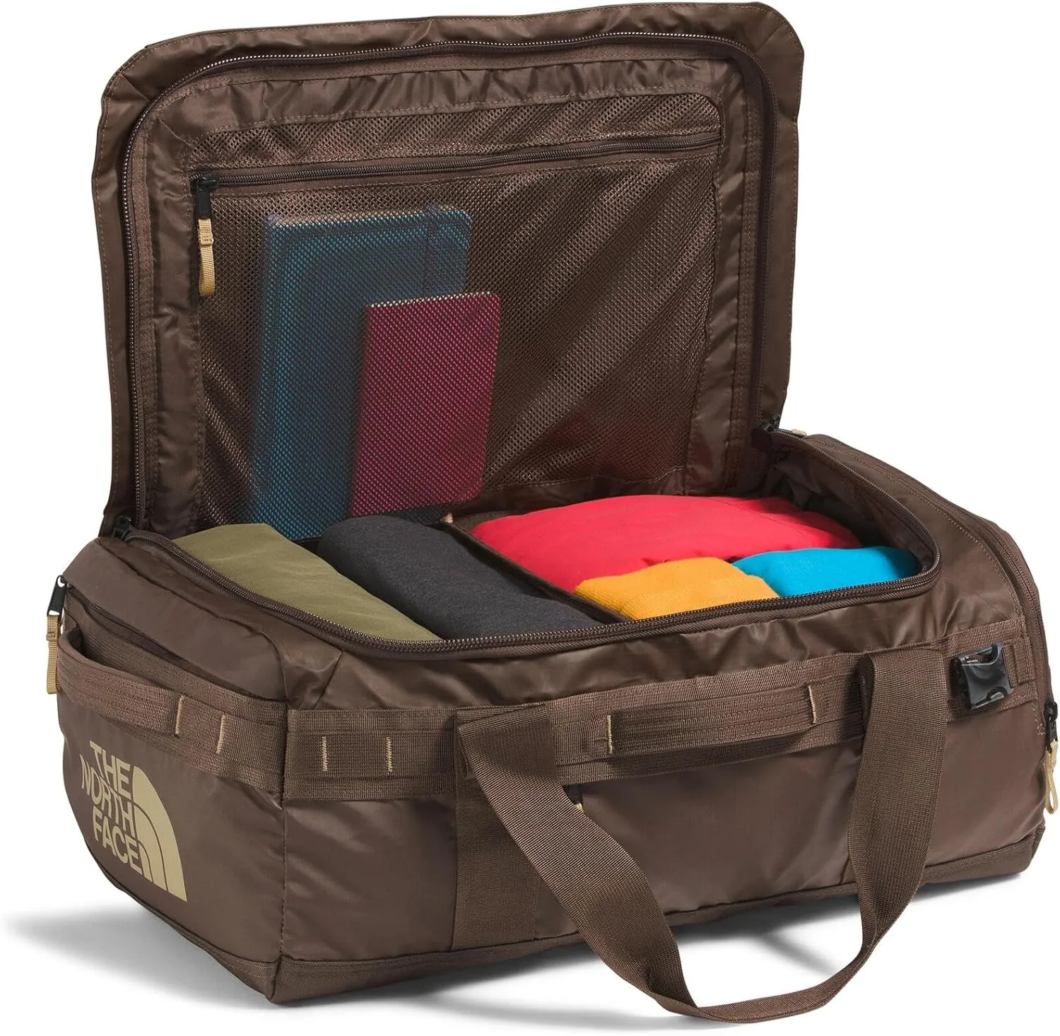THE NORTH FACE Base Camp Voyager Duffel—42L - PFAS Free, Smokey Brown/Khaki Stone, One Size
