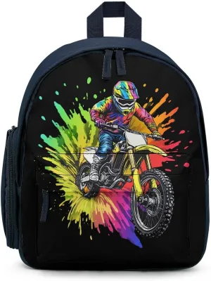 Tie Dye Motocross Rider Mini Backpack Cute Shoulder Bag Lightweight Daypack for Travel Picnic Camping Blue-style