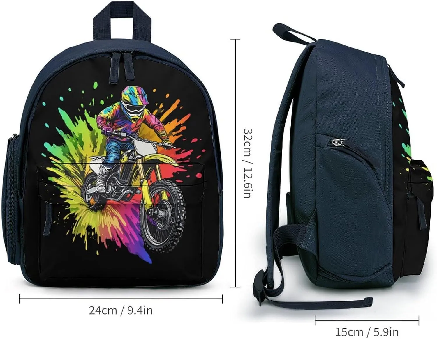 Tie Dye Motocross Rider Mini Backpack Cute Shoulder Bag Lightweight Daypack for Travel Picnic Camping Blue-style