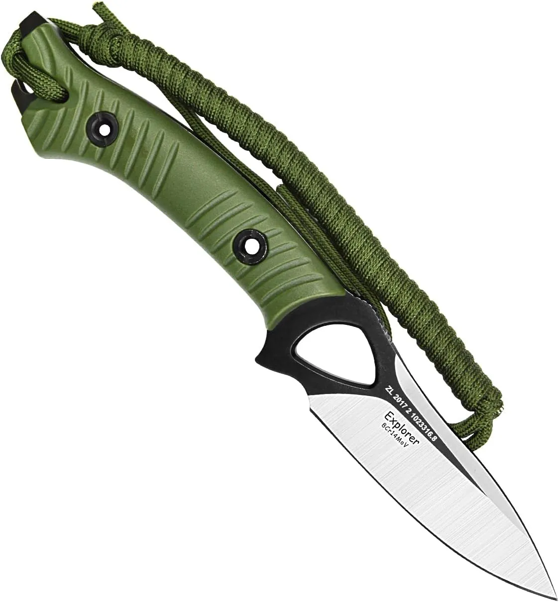TONIFE Explorer Fixed Blade Knife with Sheath 8Cr14moV Multifunctional Survival Knife Blade with Fiberglass Reinforced Nylon Handle for Outdoor EDC Knife