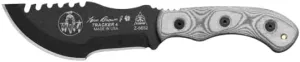 Tops Knives Tom Brown Tracker #4 Mini Full Tang Fixed Blade Knife- Black Kydex Sheath w/Multi-Position Spring Steel Clip (Black Linen Micarta Handle)