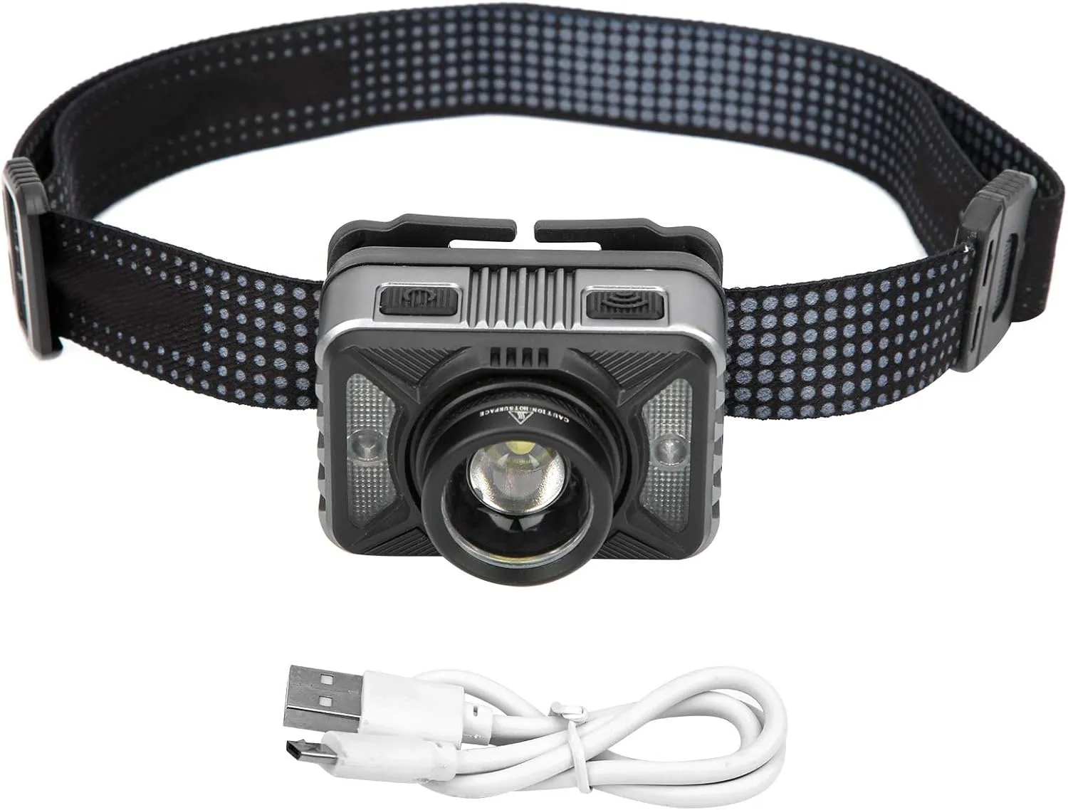 Topyond Strong Brightness LED Headlamp,Zoom Head Light with Motion Sensors,Built in Battery USB Charging for Camping Reading Hiking
