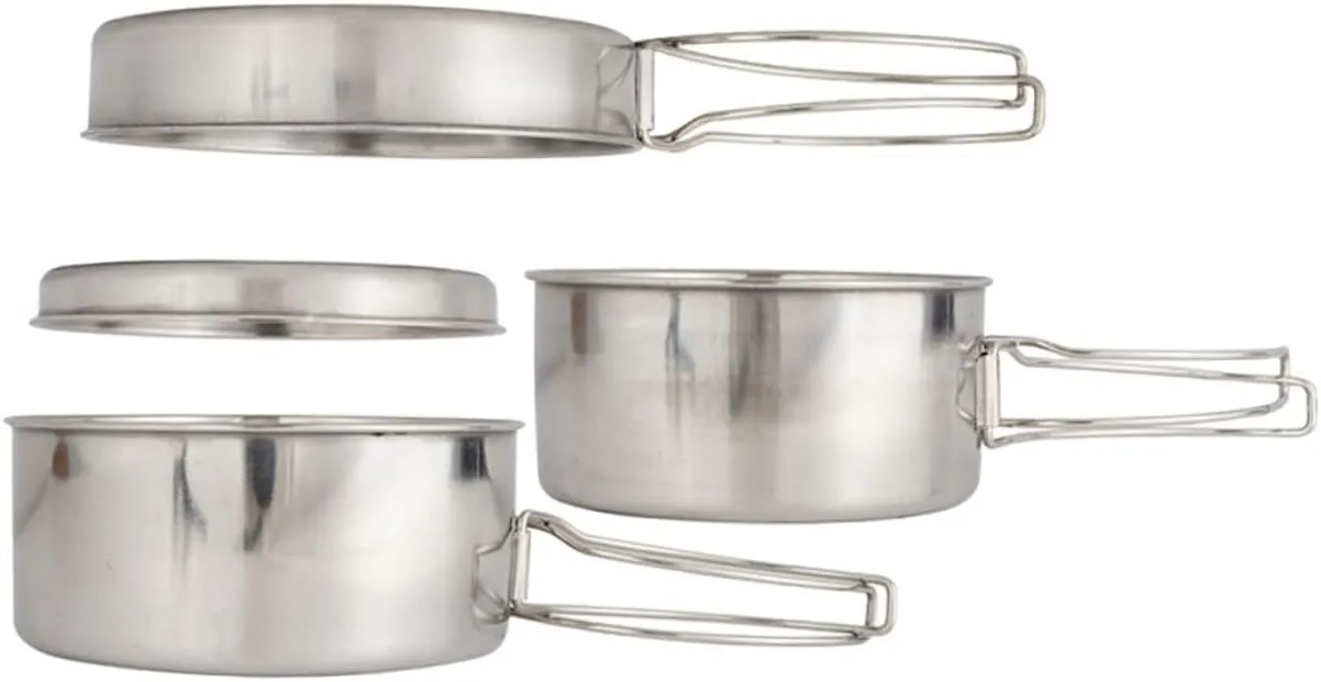 Totority 1 Set Camping Cookware Set Pan Pot Cooking Outdoors Lightweight Supplies Handled Camping Cookware Kit Kits Camper Essential Combined Cookware Travel Picnic Cookware Stainless Steel