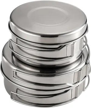 Totority 1Set Outdoor Camping Cookware Portable Stainless Steel Pot and Pan Kit with Handle Easy to Clean Cookware for Hiking and Camping Adventures