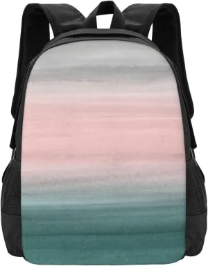 Touching Teal Blush Gray Watercolor Abstract Lightweight Packable Backpack Travel Casual Hiking Daypack Foldable Backpack For Men Women