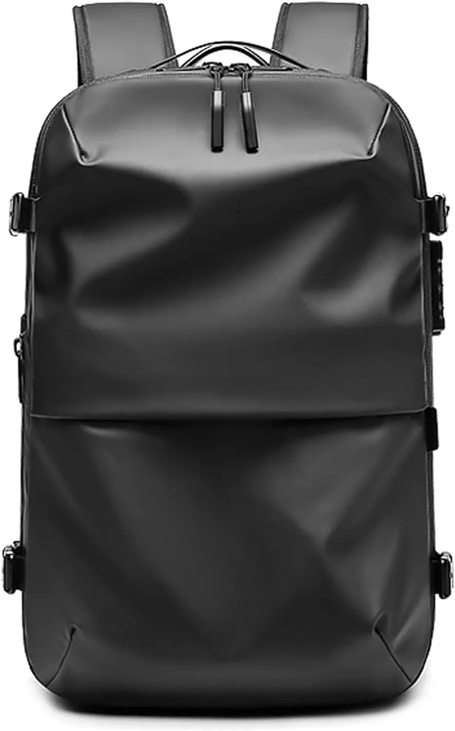 Transactione Backpack, Expandable Multifunctional Large Capacity Backpack, With Password Lock (Black-B)