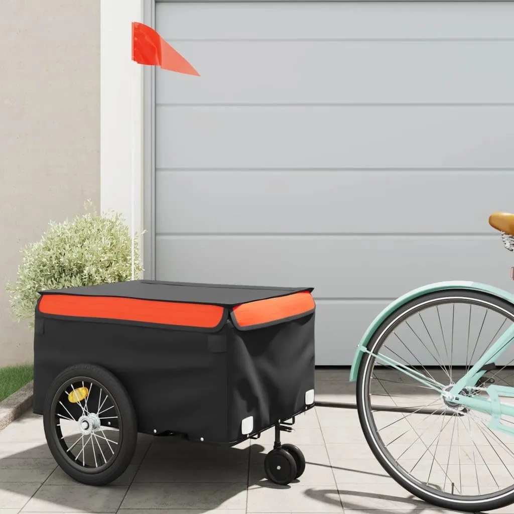 Transport Heavy Loads with Durable Bike Trailer, Sturdy Iron Construction, Black and Orange, 99.2 lb Load Capacity