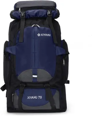 Travel Backpack 70L Rucksack for Men Women Camping Hiking Backpack Nylon Waterproof Backpacks Lightweight Bags (Blue)