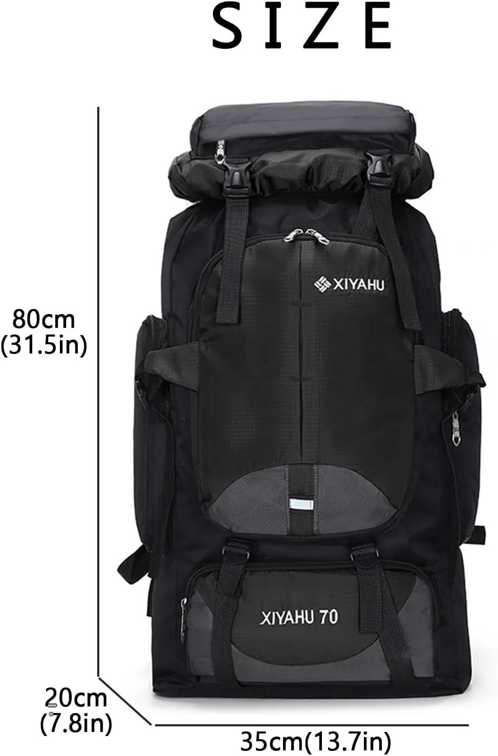 Travel Backpack 70L Rucksack for Men Women Camping Hiking Backpack Nylon Waterproof Backpacks Lightweight Bags (Blue)