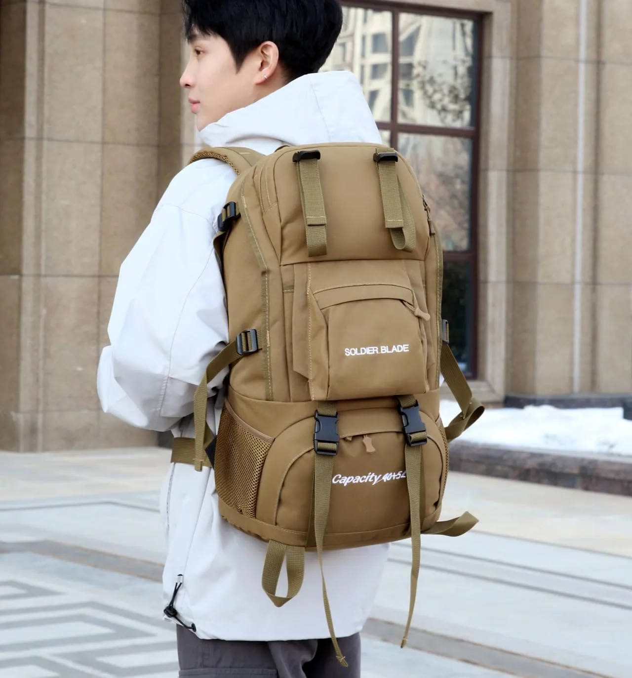Travel Backpack for Outdoor Sport Camp Hiking Trekking Bag Camping Rucksack（Camel color）