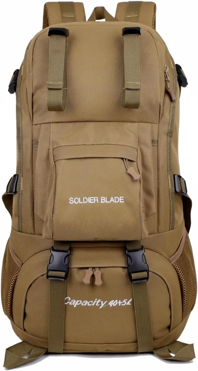 Travel Backpack for Outdoor Sport Camp Hiking Trekking Bag Camping Rucksack（Camel color）