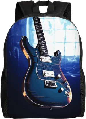 Travel Backpack for Women Men Lightweight 17 inch Laptop Bag Blue Guitar Backpack Casual Daypack