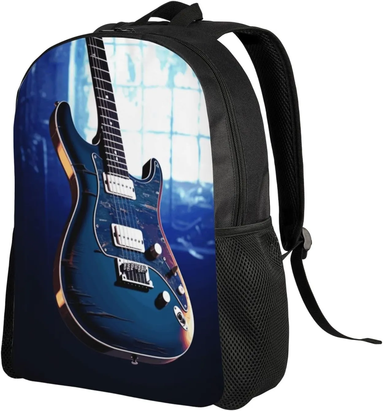 Travel Backpack for Women Men Lightweight 17 inch Laptop Bag Blue Guitar Backpack Casual Daypack