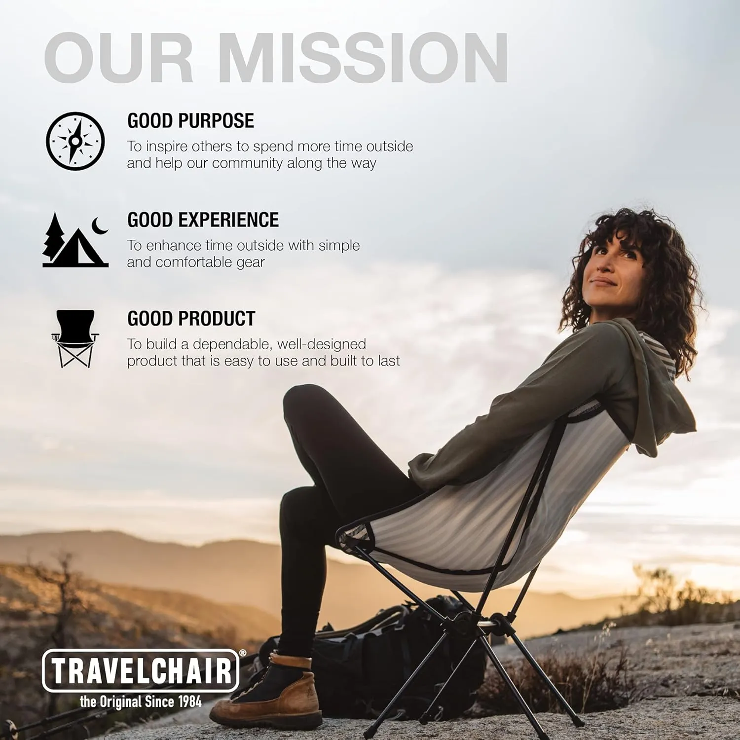Travel Chair C-Series Joey Folding Camping Chair Outdoor for Hiking Backpacking Lawn Beach Sports Lightweight Stable Portable Collapsible Camping Chair Outdoor Furniture, Black