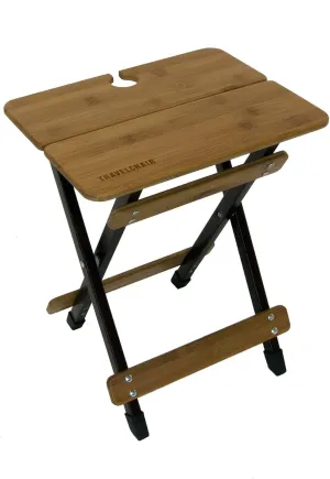 Travel Chair Camp Chair, Kanpai Bamboo Side Canyon Table, Bamboo/Wood