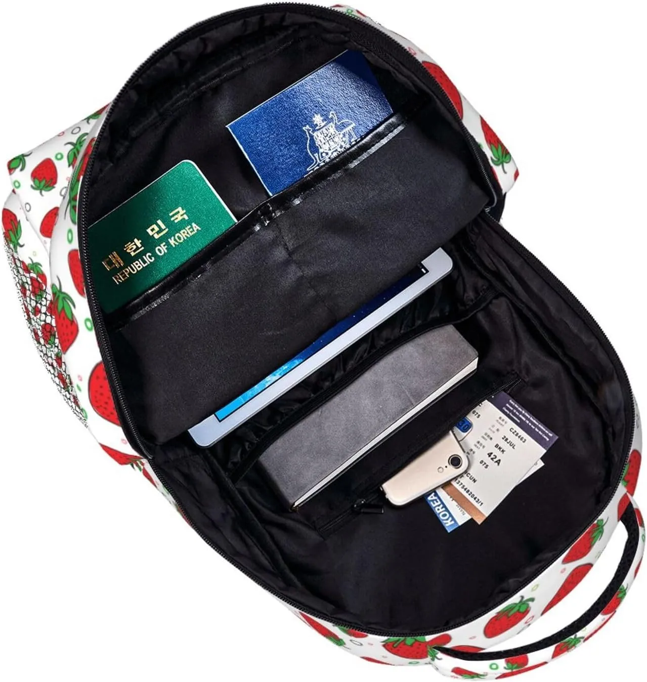 Travel Laptop Backpack Pretty Strawberry Lightweight College Backapck Unisex Multipurpose Casual Daypack for Women Men Adult Hiking Traveling Camping