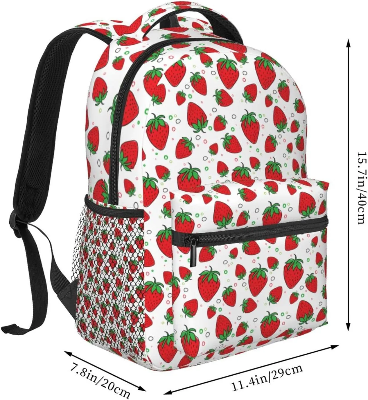 Travel Laptop Backpack Pretty Strawberry Lightweight College Backapck Unisex Multipurpose Casual Daypack for Women Men Adult Hiking Traveling Camping