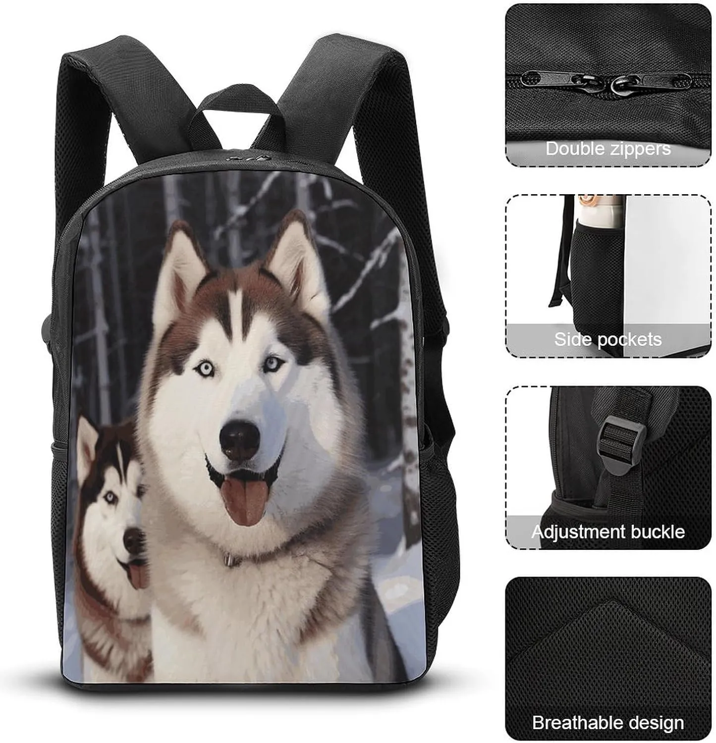 Travel Laptop Backpack Slim Durable Lightweight Back Pack Cute Huskies Small Backpack For Women Men