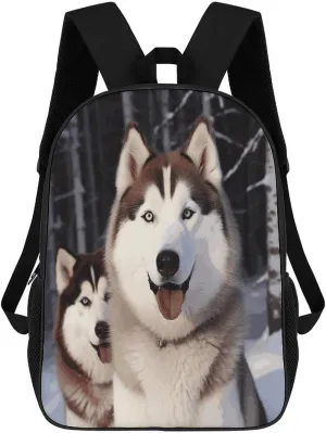 Travel Laptop Backpack Slim Durable Lightweight Back Pack Cute Huskies Small Backpack For Women Men