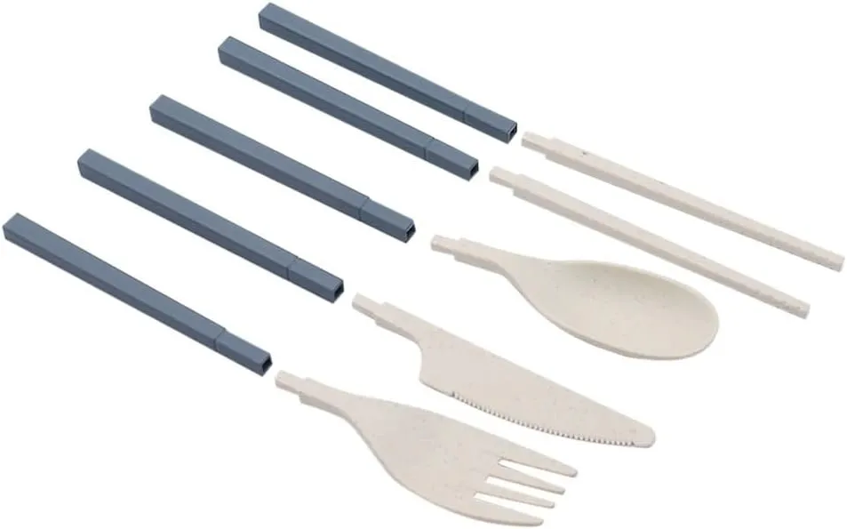 Travel Utensils with Case 3sets Foldable Wheat Straw Spoon Fork Knife Chopsticks Dinnerware For Outdoor Travel Picnic Tableware(Pink)