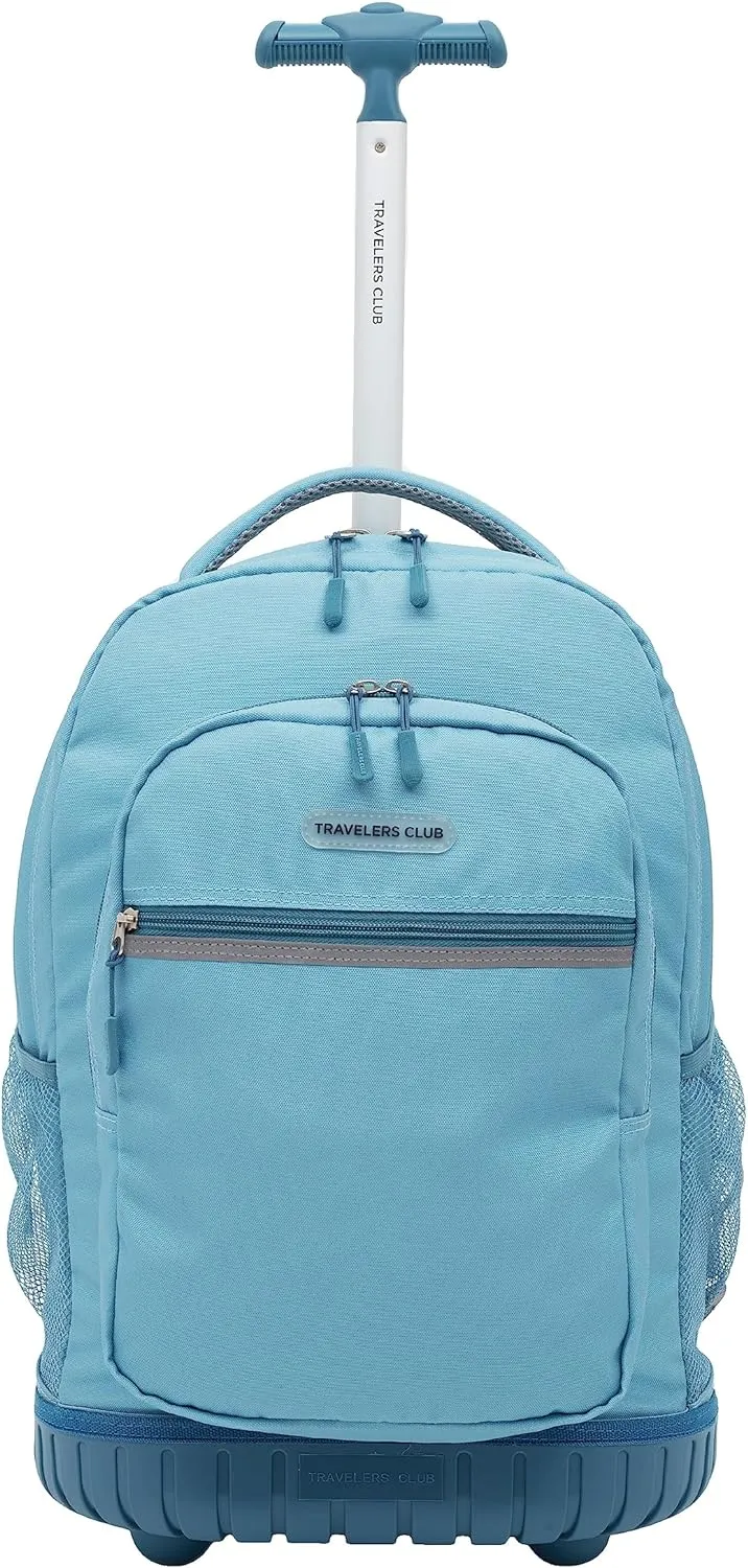 Travelers Club Rolling Backpack, Aqua, 18 Inch
