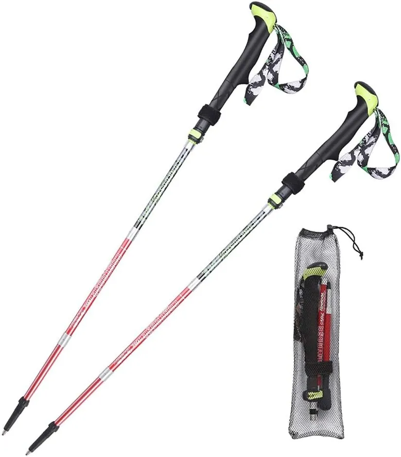 Trekking Poles Collapsible Lightweight Solid Carbon Fiber for Men Women Suitable for Male Females Elderly Absorb Mountaineering Straight Shank Slow Shock Ultralight Short