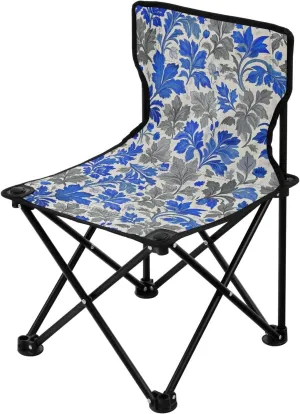 Trendy Retro Floral Grey Blue Buttercup Sweet Potato Pattern Portable Ultralight Camp Chair Ultra-Lightweight Backpack Chairs for Adults Includes Carry Bag