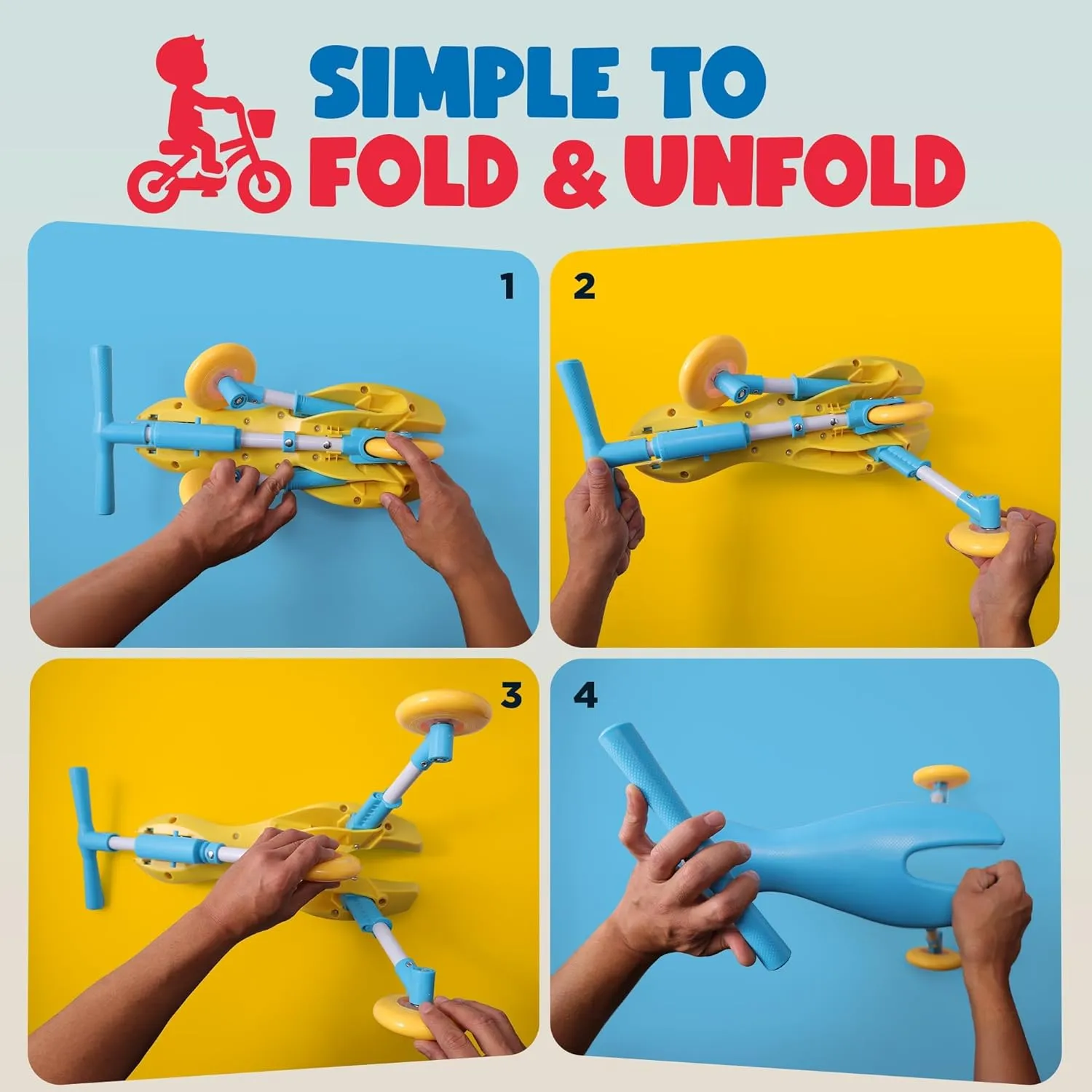 Tricycle for Toddlers 1-3 Years Old – Foldable Tricycle for Toddlers – Toddler Bike for Boys and Girls – Easy to Ride and Steer – No Assembly Needed – Christmas, 1st Birthday Gifts Boy - Blue - KIDRIM