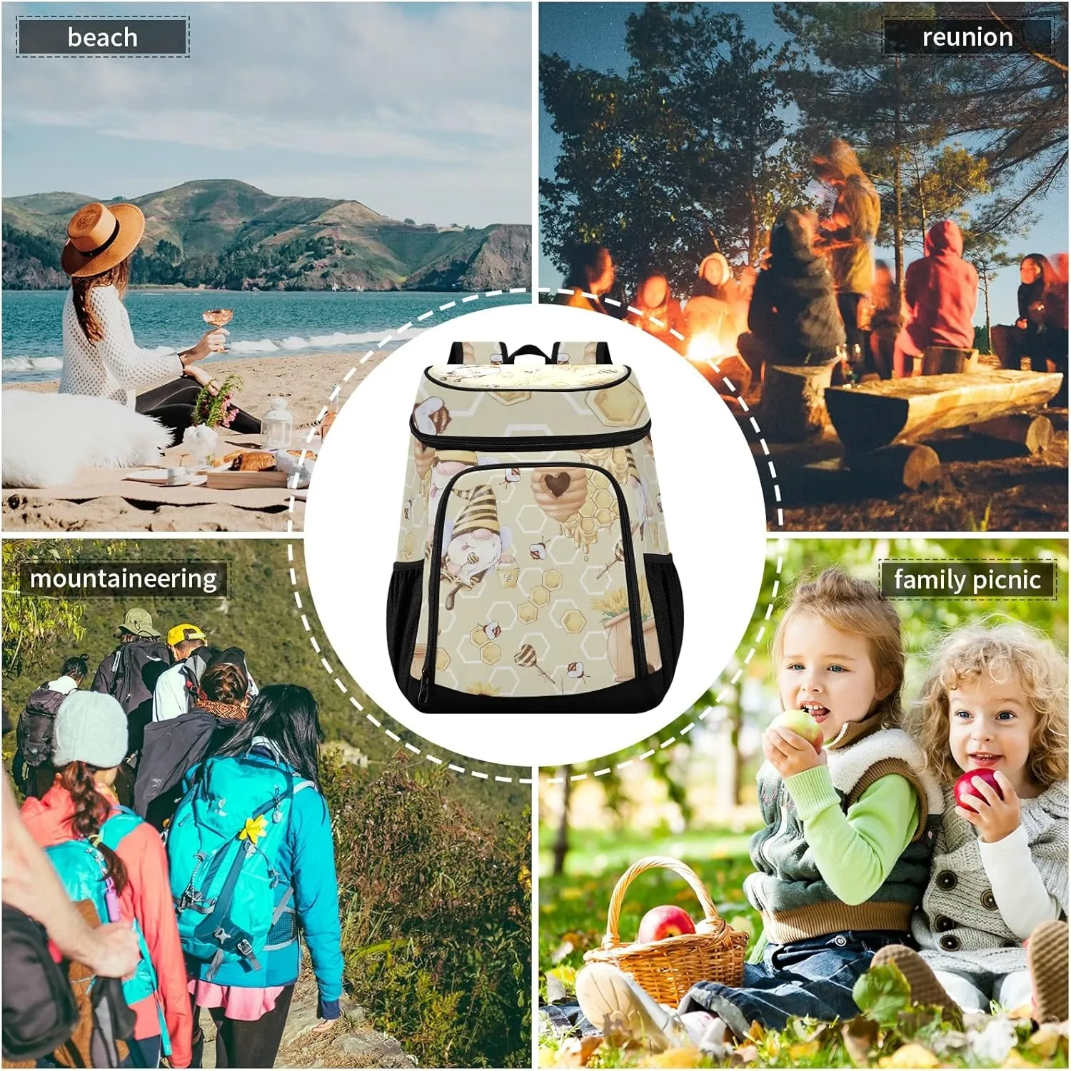 Tropical Pineapples Fruits Cooler Backpack Insulated Leak Proof Beach Cooler Bag Soft Lunch Picnic Hiking Camping Backpack Cooler