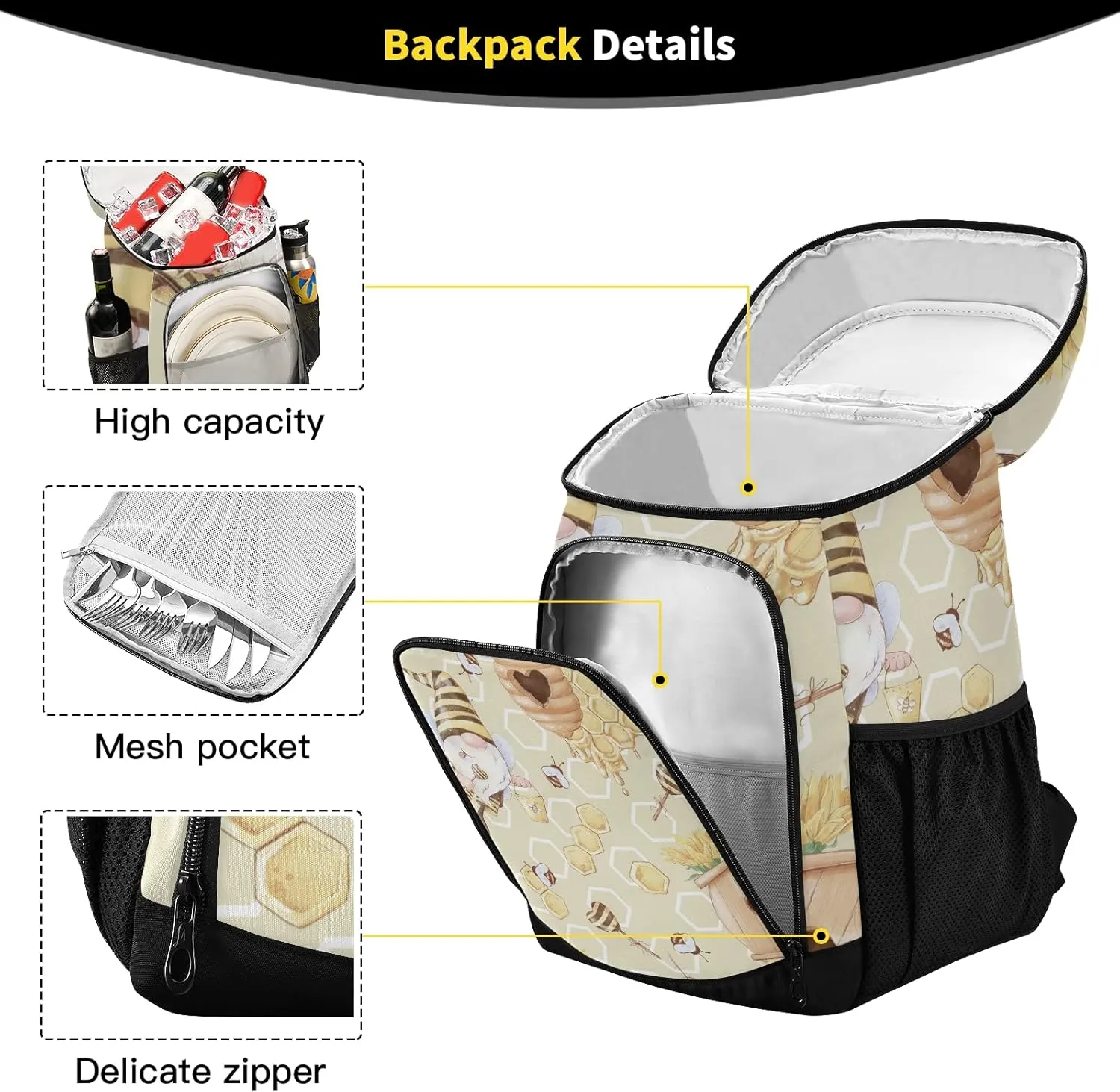 Tropical Pineapples Fruits Cooler Backpack Insulated Leak Proof Beach Cooler Bag Soft Lunch Picnic Hiking Camping Backpack Cooler