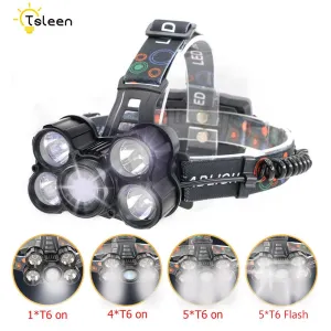 TSLEEN LED Headlamp XML T6 Zoomable 3200LM Headlight Frontale Flashlight Head Torch Lights Head Lamp  USB Charger  18650 Battery