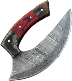 TTC-111 Handmade Demascus Ulu kitchen Knife -Wood Handle (Exotic Wood)