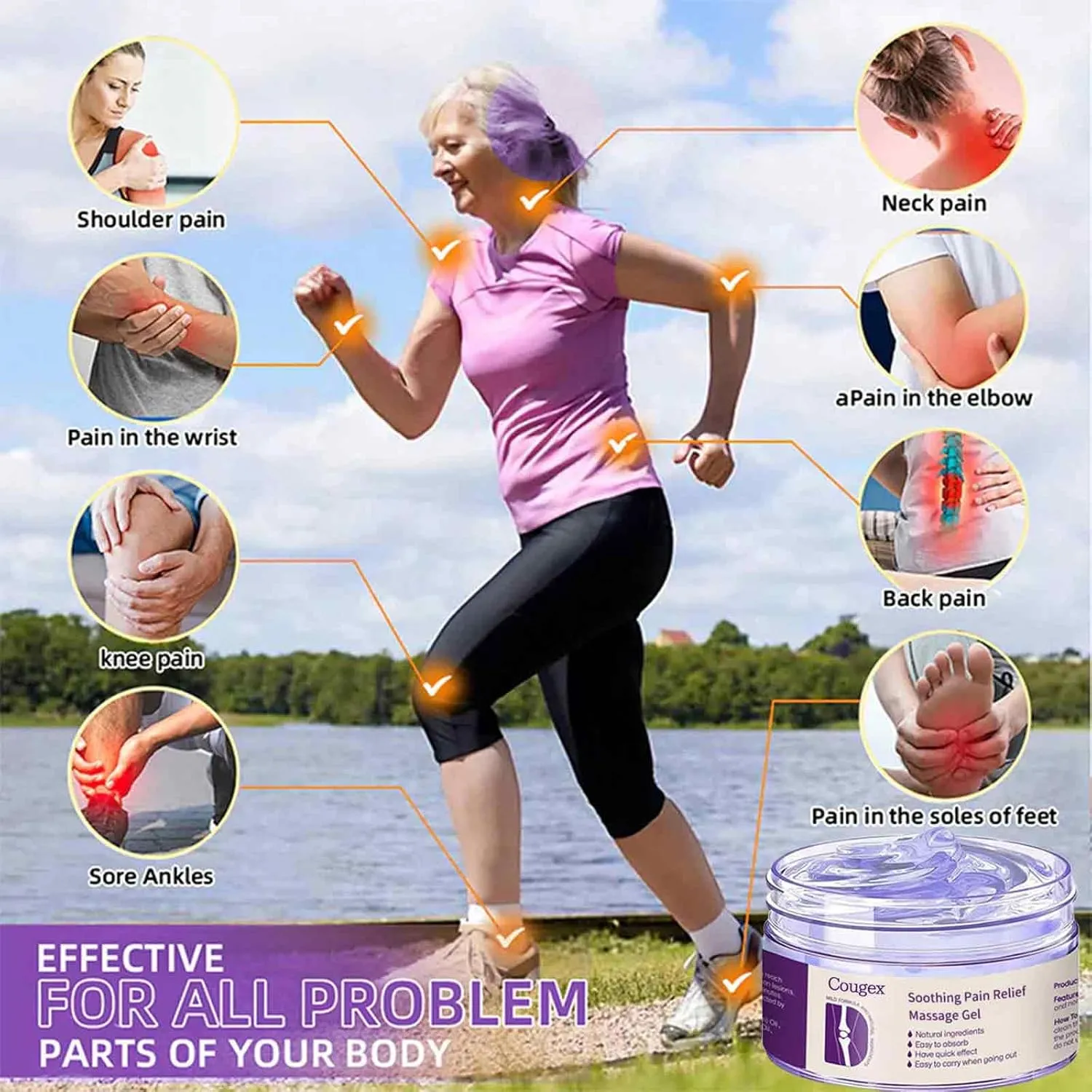 Turmeric & Emu Oil Arthritis Soothing Pain Relief Massage Gel, Curcumin and Emu Oil Pain Gel, Soothing Muscle & Joint, Joint Pain Relief Cream for Back, Neck, Hands, Knee (2)