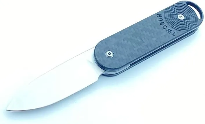 TWO SUN Twosun Folding Knife Slip Joint Fast Open M390 Blade Titanium/Carbon Fiber Handle TS362-M390-CF