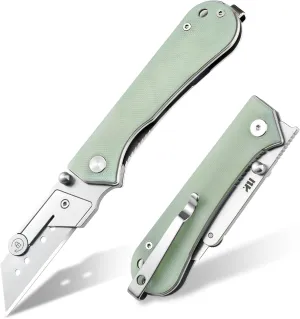 U23 Kumpanter Folding Utility Knife - Versatile EDC Knife with Quick-Release Blade, Compact Foldable Pocket Utility Knives - G10 Jade