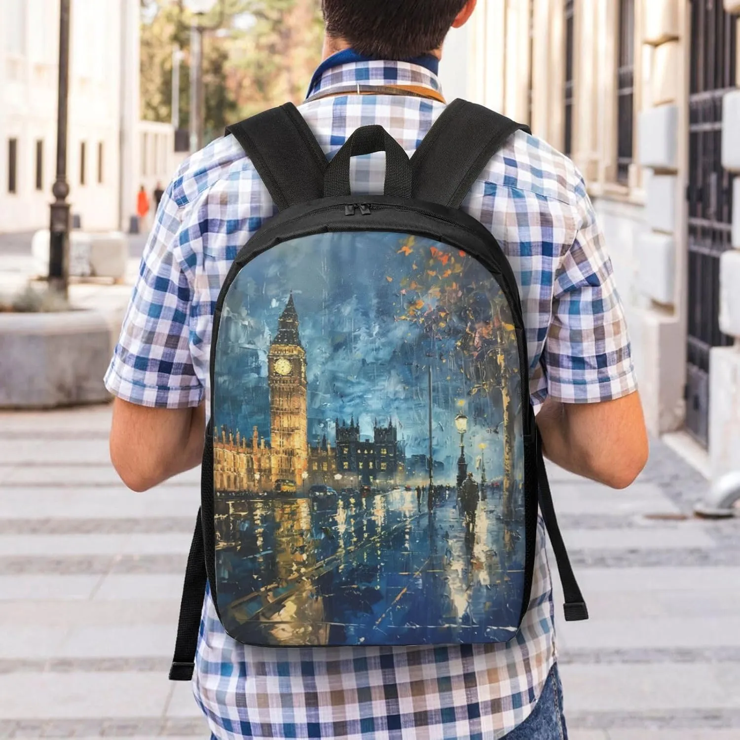 uk art print Lightweight Casual Travel Backpack with Laptop Compartments for Women men